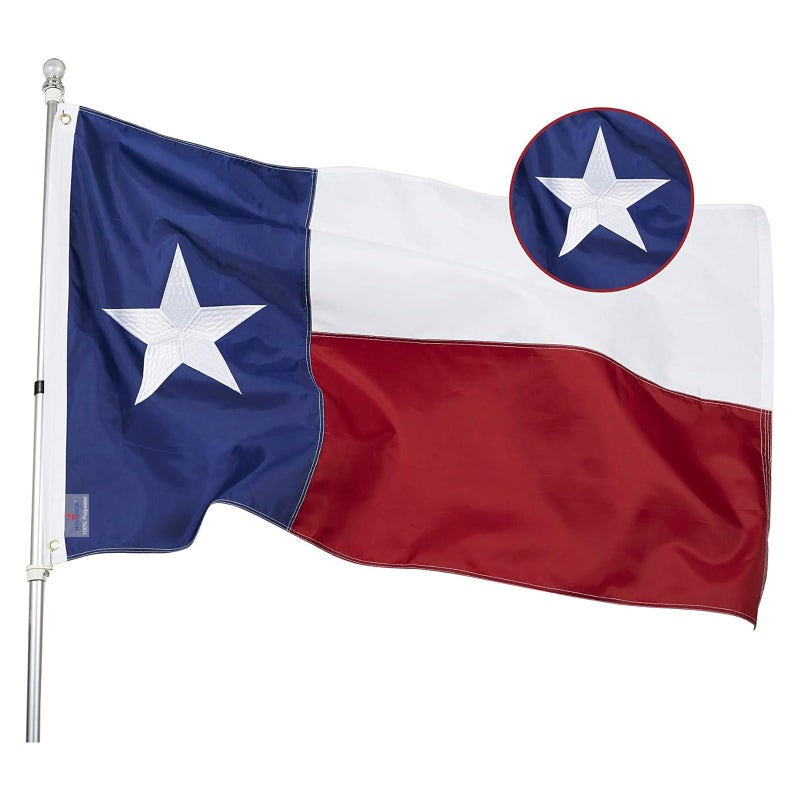Homissor State of Texas 3x5 Feet Flag - Embroidered Sewn TX Flags Heavy Duty Outdoor Nylon Flags Vivid Color - Brass Grommets and 4 Stitch Hemming - Image 1
